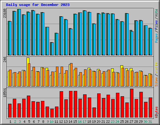 Daily usage for December 2023