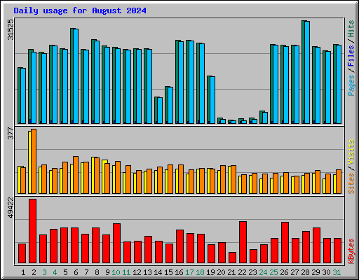 Daily usage for August 2024