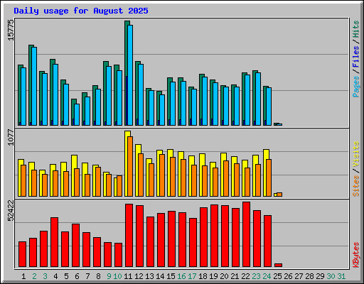 Daily usage for August 2025